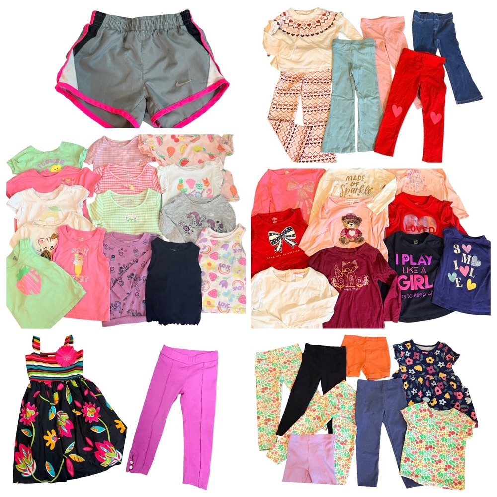 42 Pc Mixed Clothing Lot Girls 2T 3T Play Summer Bundle Mix Brands Tops Bottoms